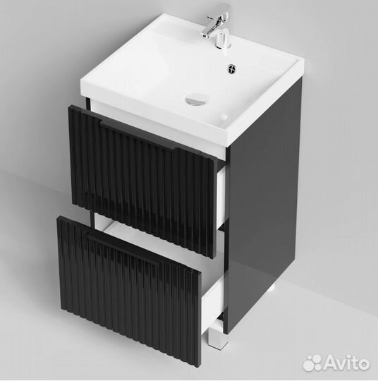 Тумба с раковиной Дольчи 50см напольный, черный