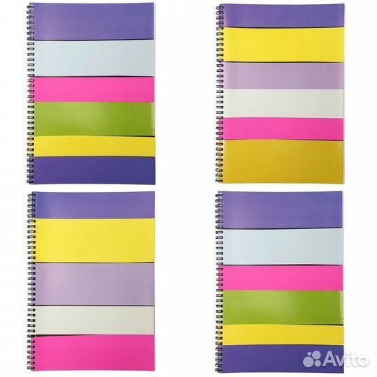 Тетради общие Цветные Полосы, A4, 4 штуки, 60 л
