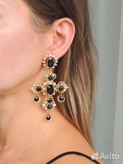 Серьги-кресты с кристаллами Сваровски