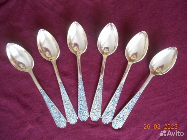 Ложки чайные серебряные с позолотой СССР