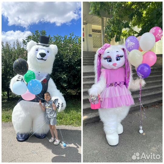 Зайка и медведь аниматоры и ростовая кукла