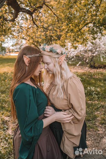 Костюм эльфа деодема платье уши