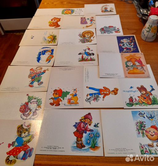 Мини открытки СССР.Двойные.Чистые