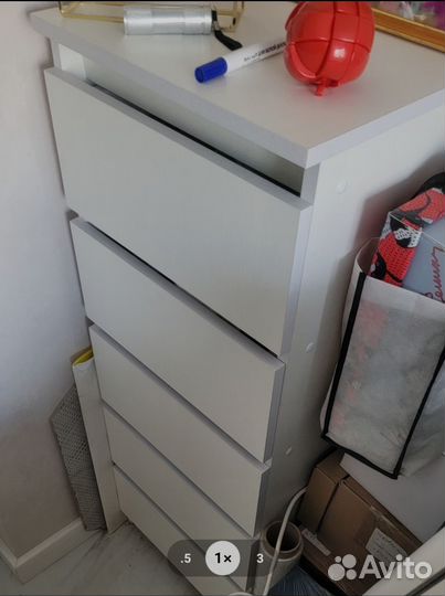 Узкий Комод тумба белый без ручек типа икея