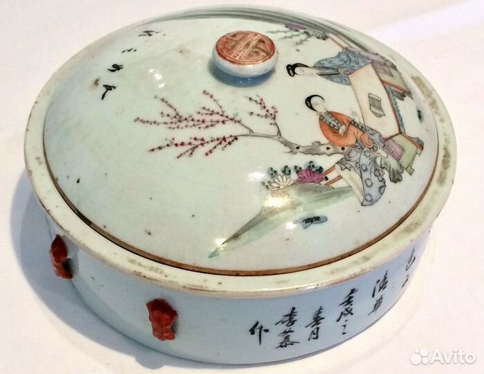 Антик. Фарфор. Китай. Супница с крышкой. Роспись