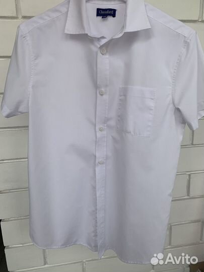 Рубашка белая с коротким рукавом размер 146