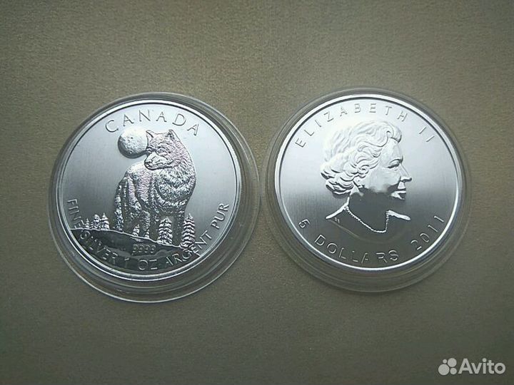 Волк 2011 Канада серебро 9999 унция ац