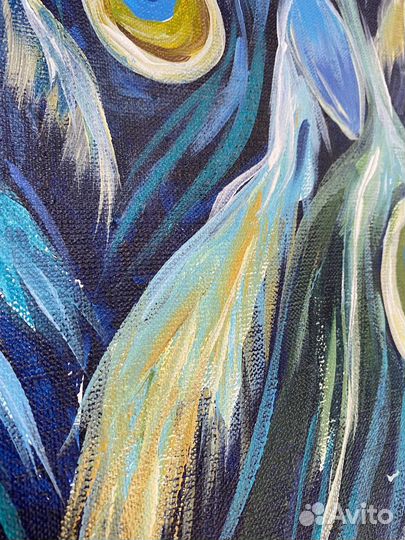 Картина маслом Павлин