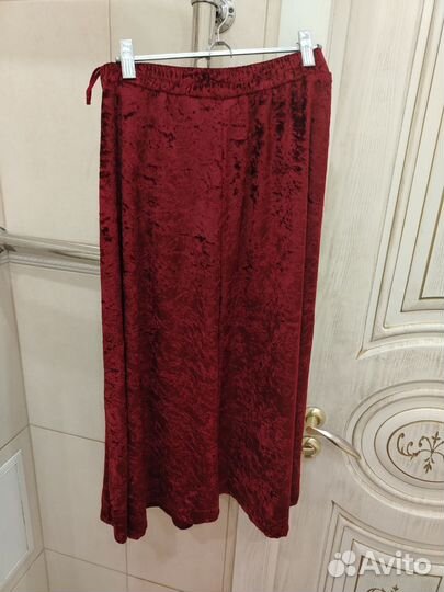 Юбка Франция миди Асилуэт бархат бордо 44р