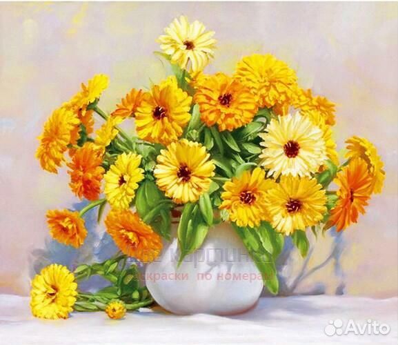 Алмазная мозаика 40x50 Букетик красивых желтеньких