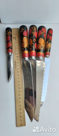 Набор кухонных ножей, хохлома, СССР