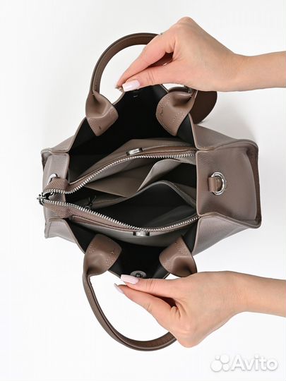 Сумка женская тоут тёмно-бежевая