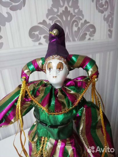 Редкая коллекционная кукла Mardi Gras.Арлекин 34см