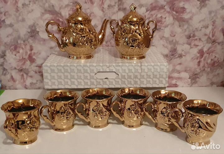 Чайный сервиз золотая роза
