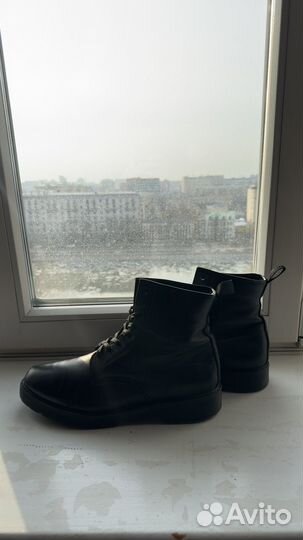 Мужские кожаные ботинки с начесом 45 размер