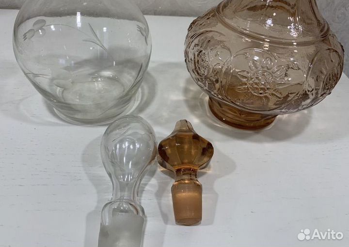Графины СССР цветное стекло 2шт