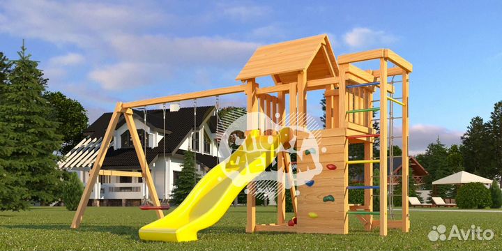 Детская деревянная площадка уличная