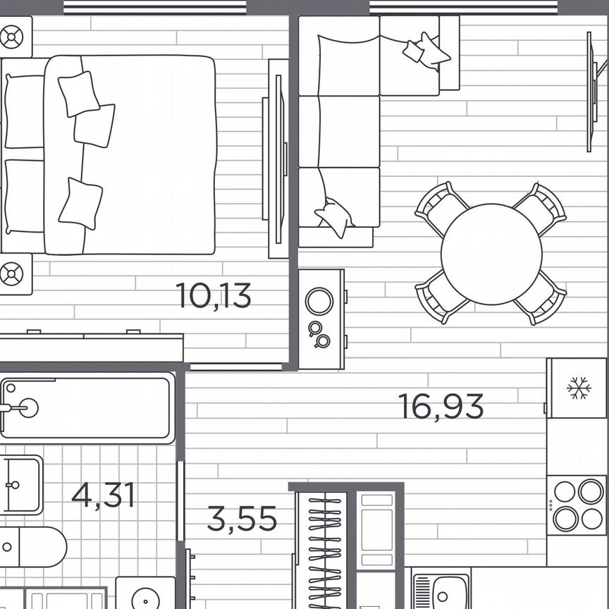 1-к. квартира, 34,9 м², 3/5 эт.