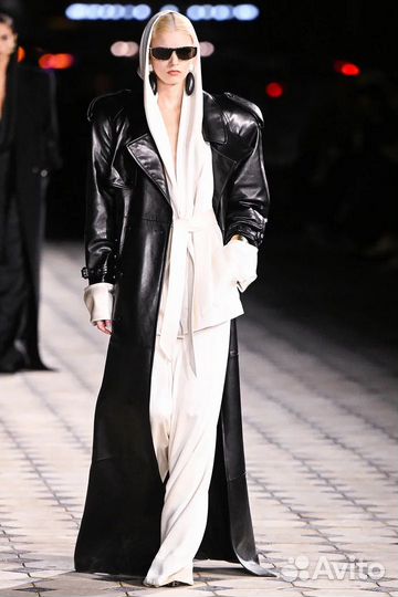 Кожаное пальто плащ тренч saint laurent style