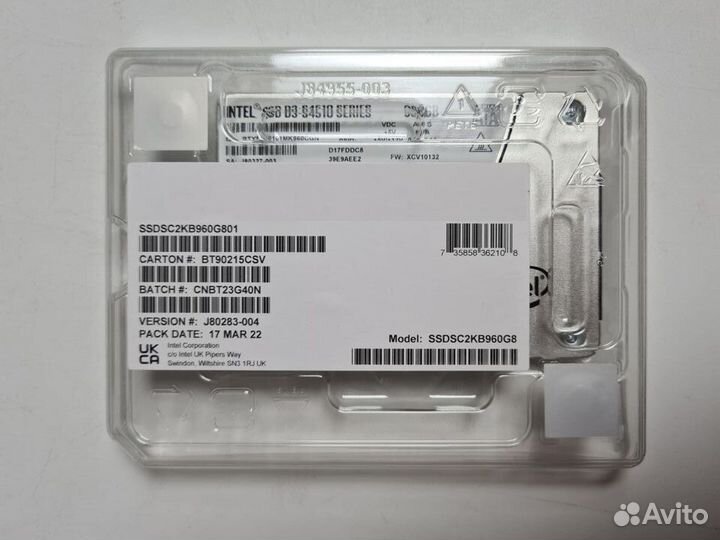 Новый SSD intel 960Гб