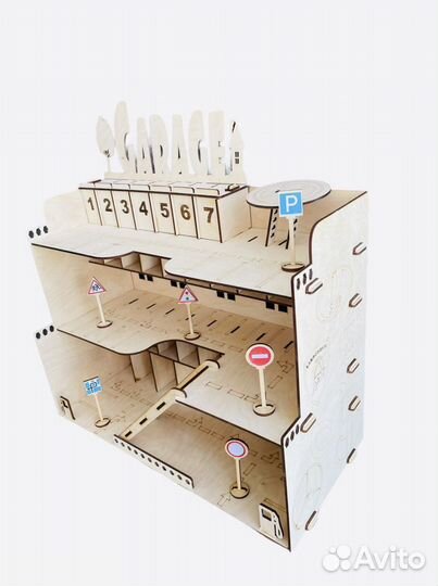 Детская парковка гараж для машинок деревянная