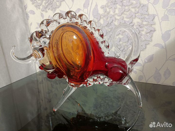 Статуэтка бык стекло СССР