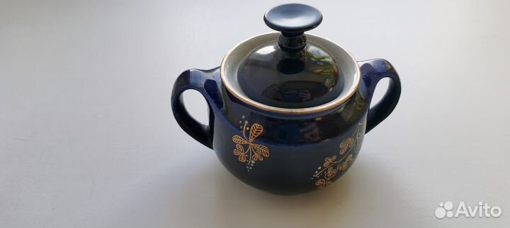 Сахарница винтажная Возрождение кобальт СССР