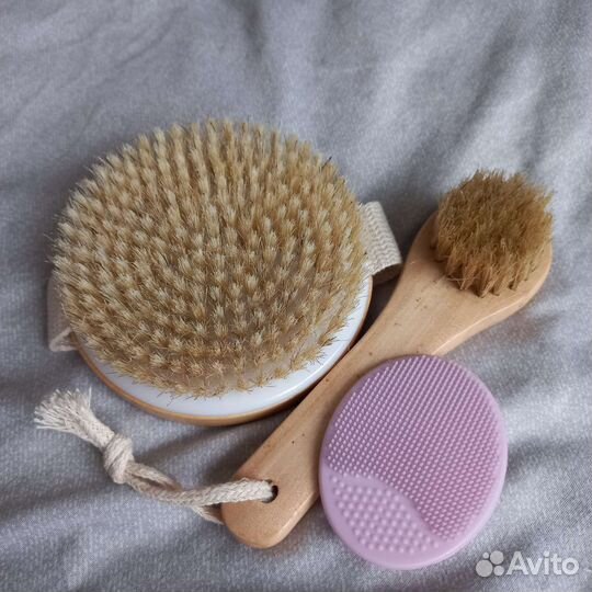 Щетки для сухого массажа набор+повязка на голову