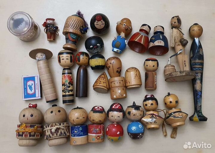 Кокеши, японские деревянные куклы, винтажные