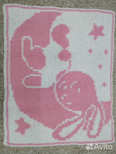 Плед детский плюшевый вязаный ручная работа