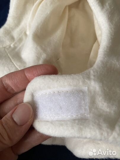 Шерстяная шапка шлем для 6-8 мес на липучках