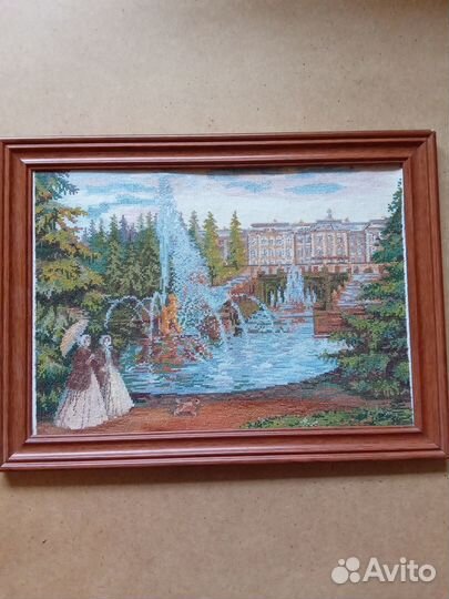 Картина вышивка крестом вручную в раме