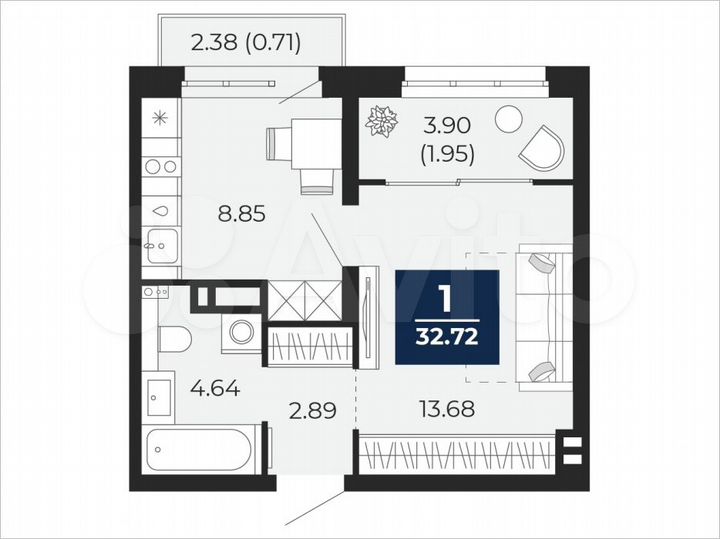 1-к. квартира, 32,7 м², 10/22 эт.