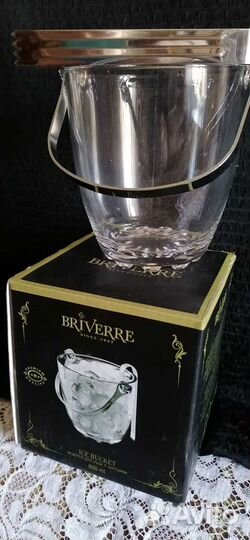 Ведерко для льда с щипцами стекло