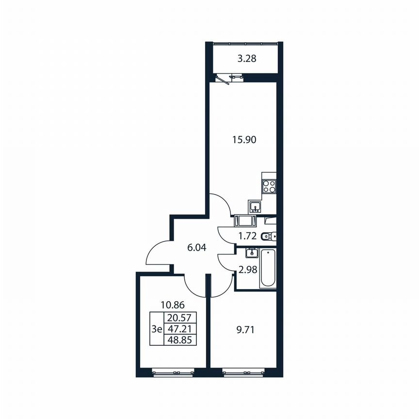 3-к. квартира, 50,5 м², 4/12 эт.