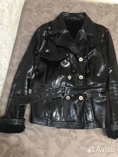 Куртка двубортная утеплённая, виниловая, натуральн