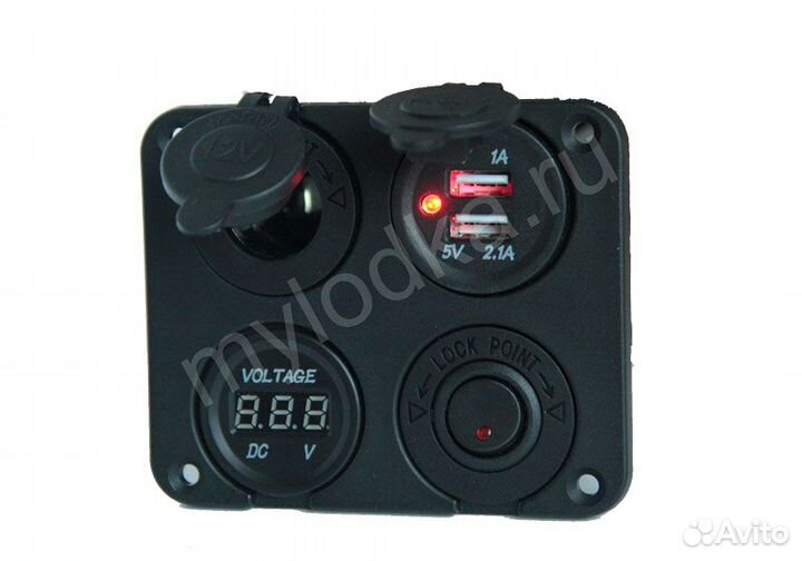 Панель встраиваемая с вольтметром и розеткой