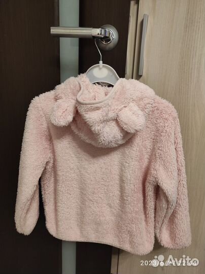 Розовая кофта из шерпы для девочки, рост 130 см