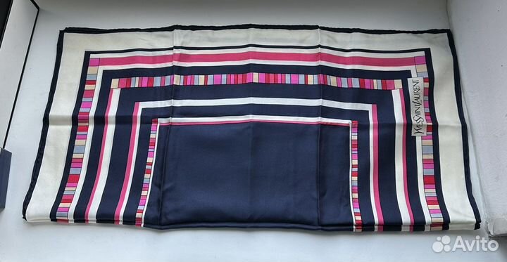 Ysl шелковый платок винтаж синий