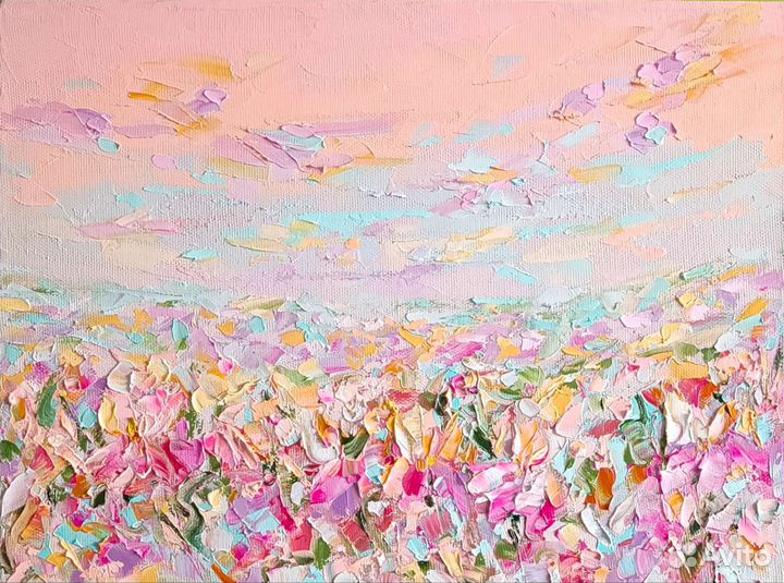 Картина маслом на холсте полевые цветы