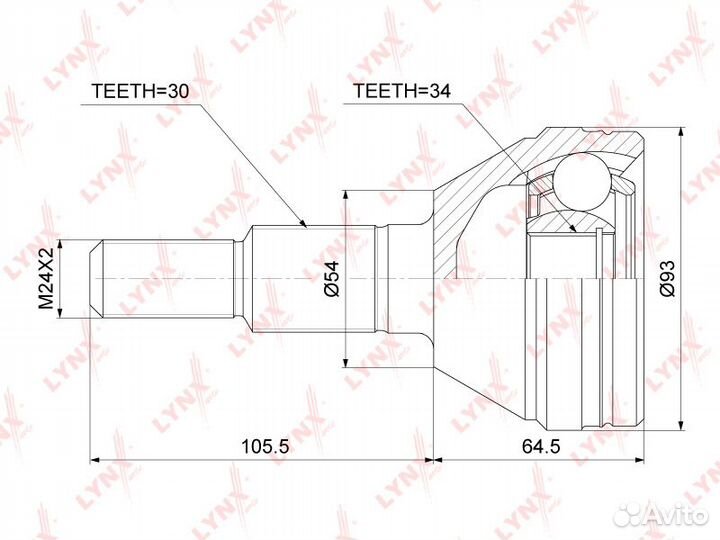 ШРУС наружный комплект CO3779 (lynxauto — Япония)