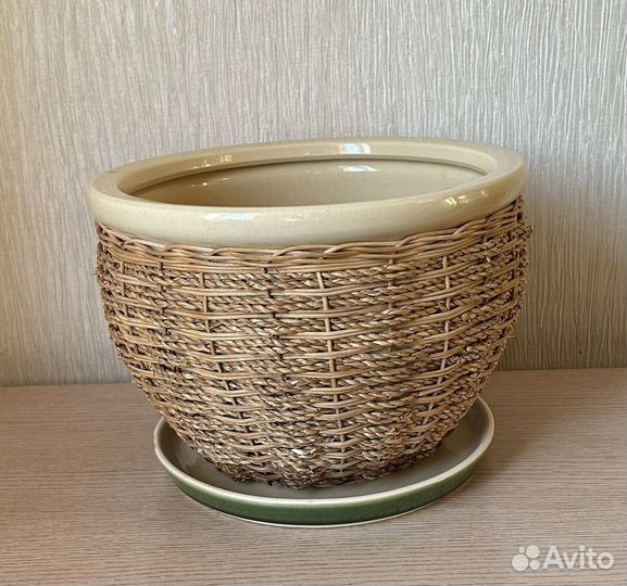 Керамический горшок с оплеткой большой 8,5 л