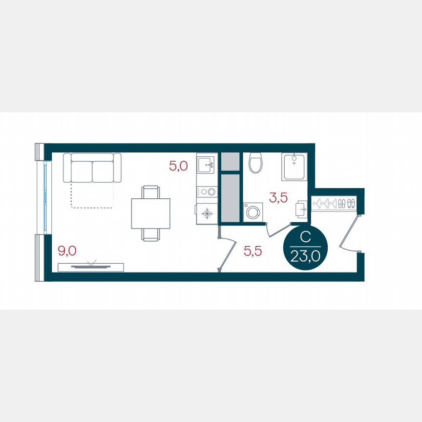 Квартира-студия, 23 м², 8/32 эт.