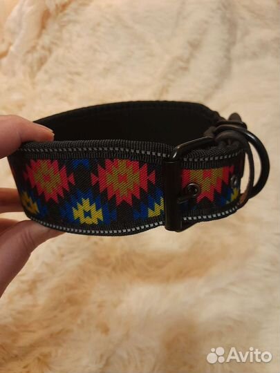 Ошейник широкий для собаки светоотражающий