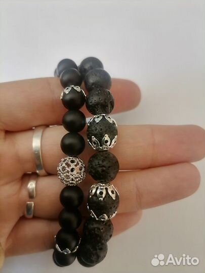 Браслеты из лавы и агата