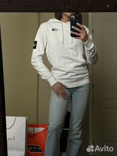 Худи белая с капюшоном theNorthFace