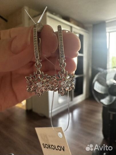 Серьги серебро Sokolov