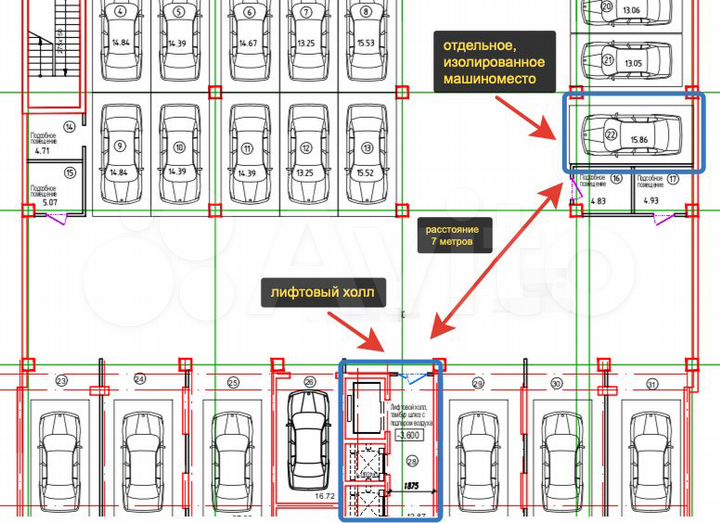 Машиноместо, 16 м²