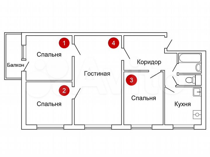 4-к. квартира, 63 м², 5/5 эт.