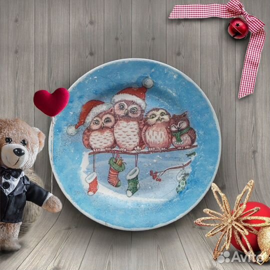 Подарочная новогодняя тарелка Настенная